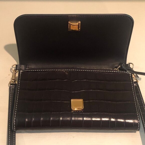 **SOLD**TORY BURCH Thea Embossed Web BROWN / Dark Mahogany Shoulder Crossbody - Picture 11 of 16
